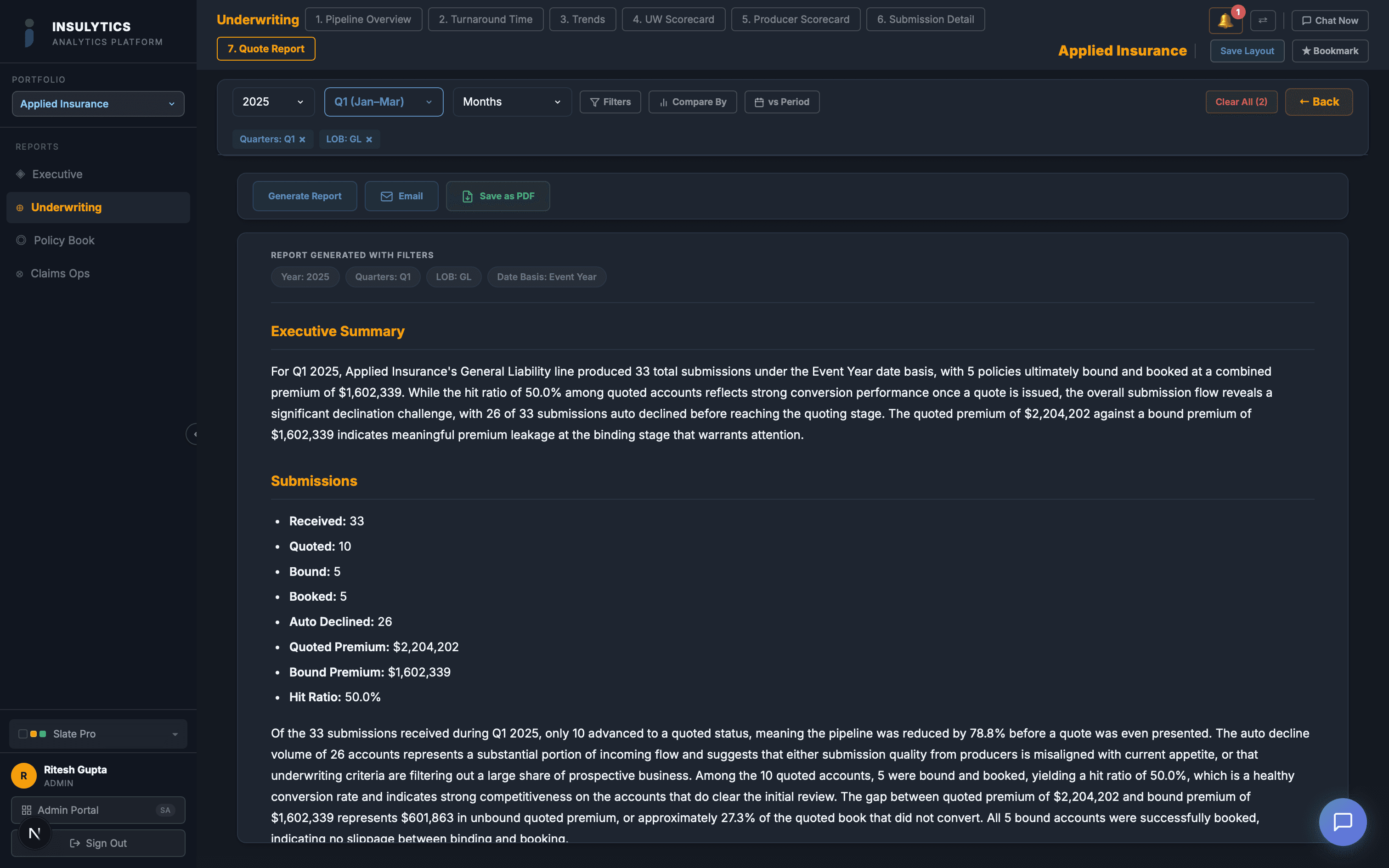 Insulytics AI generating reports on the fly